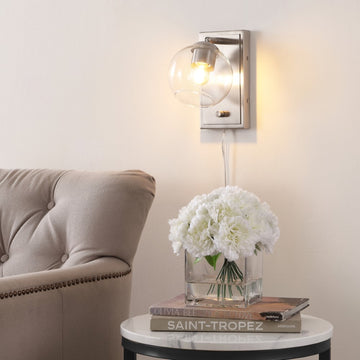 Hugo 6" Minimalist Modern Plug-In or Hardwired Adjustable Iron LED Wall Sconce with Rotary Dimmer - JONATHAN Y
